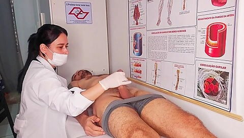 Erection In Front Of The Nurse